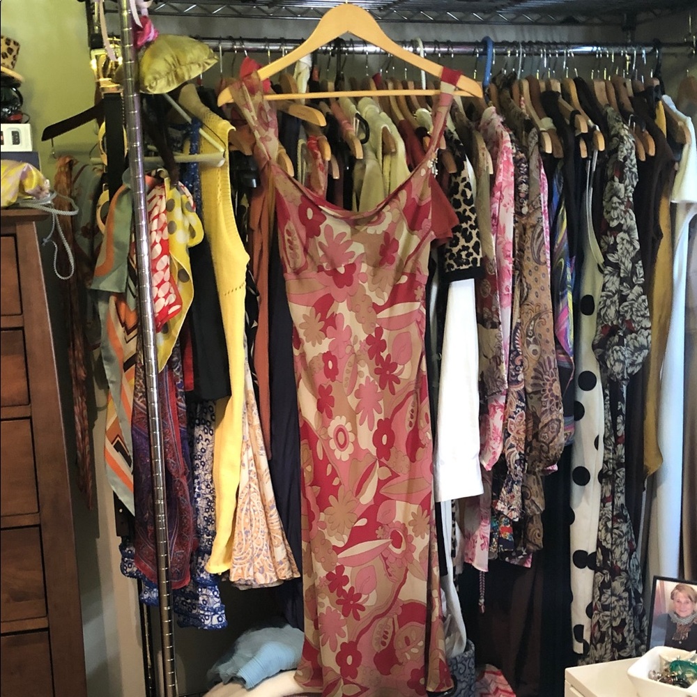 BCBGMaxAzria Silk Pink Floral Sleeveless dress
